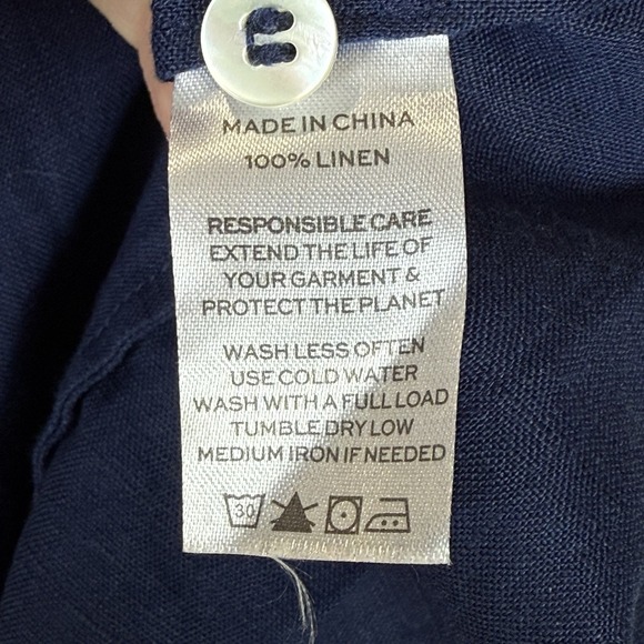 Hill House Linen Midi Lily Shirt Dress Womens XS Blue Quiet Luxury Pockets - Picture 6 of 7